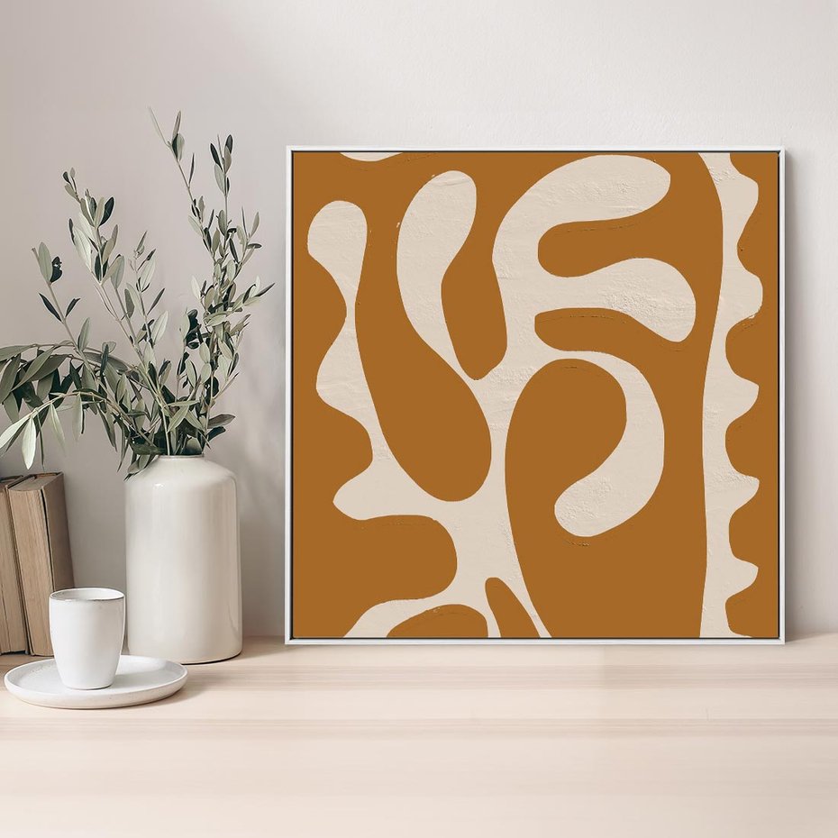 Obraz w ramie 80x80 - Wnętrza Akwarelowej Wyobraźni - abstrakcyjny obraz, plakat - rama biała