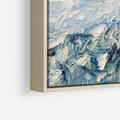 Obraz w ramie 50x50 - Majestat Błękitnych Szczytów - olejny obraz, górski pejzaż - rama drewno