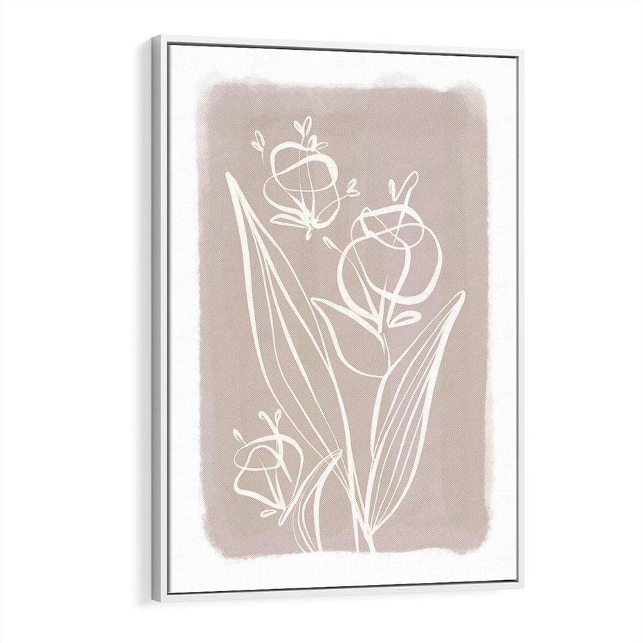 Obraz w ramie 50x70 - Pastelowe Nastroje - nowoczesny subtelny plakat, beżowy - rama biała