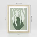 Plakat w ramie 40x50 - Zieleń Pulsującego Spokoju - zielona abstrakcja, zgaszona zieleń - rama drewno