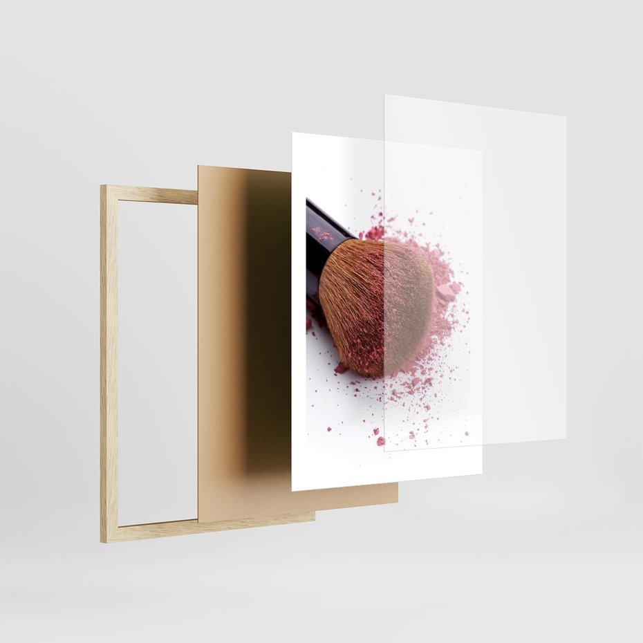 Plakat w ramie 50x70 - Makijaż w kolorze pędzla - makijaż, pędzel - rama drewno