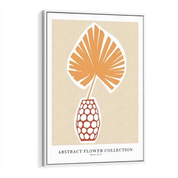 Obraz w ramie 80x120 - Kwiatowa Kreatywność - tropikalny liść w wazonie, typografia - rama biała