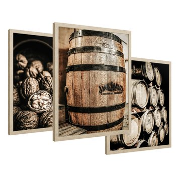 Zestaw obrazy w ramie 30x40 galeria - Wino, w, beczkach, kuchnia, restauracja - rama drewno