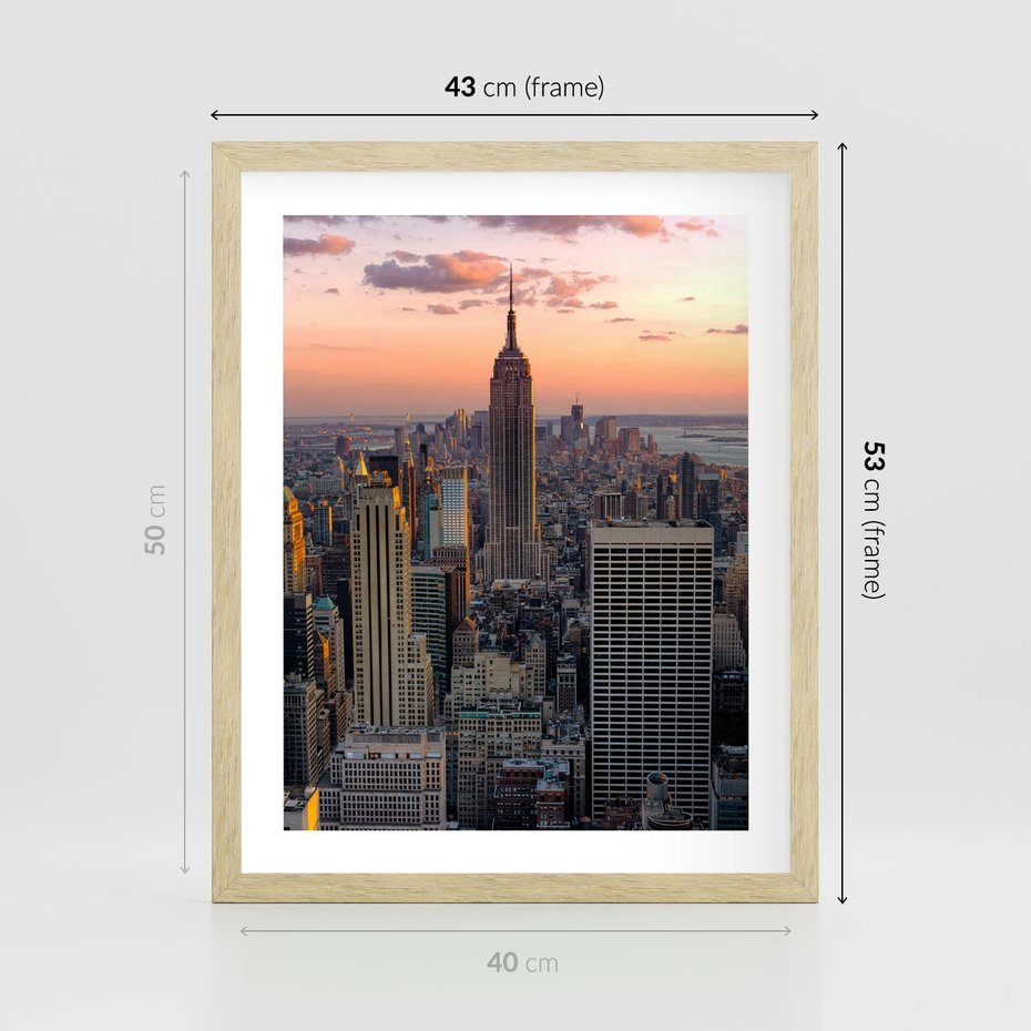 Plakat w ramie 40x50 - Nowojorskie Wieżowce - Nowy York, wieżowce - rama drewno