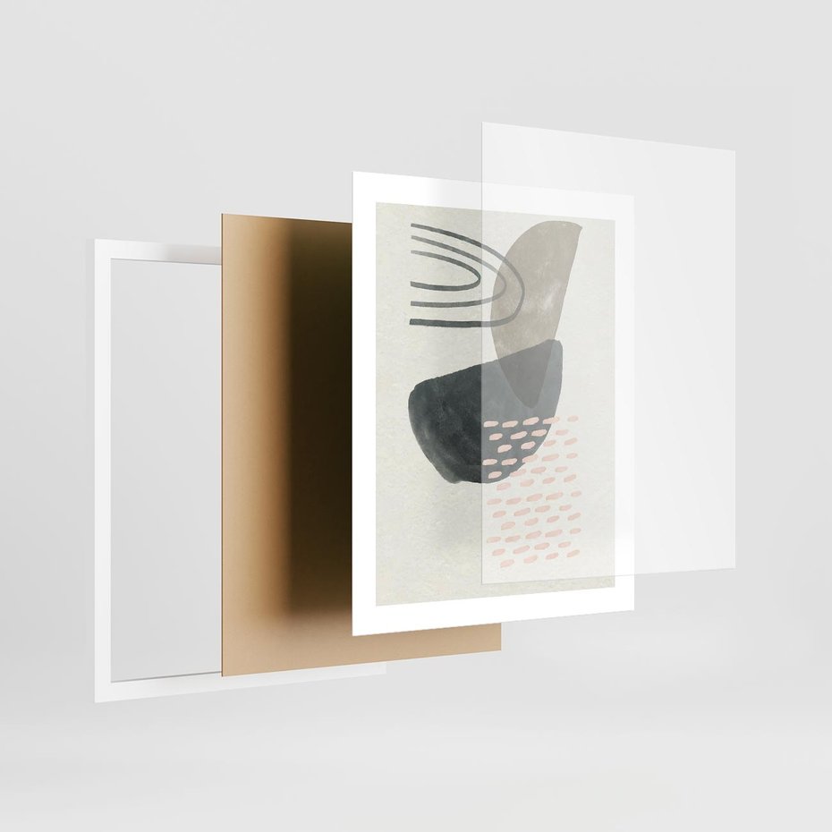 Plakat w ramie 40x50 - Geometria w Beżowych Odcieniach - abstrakcja, geometria - rama biała