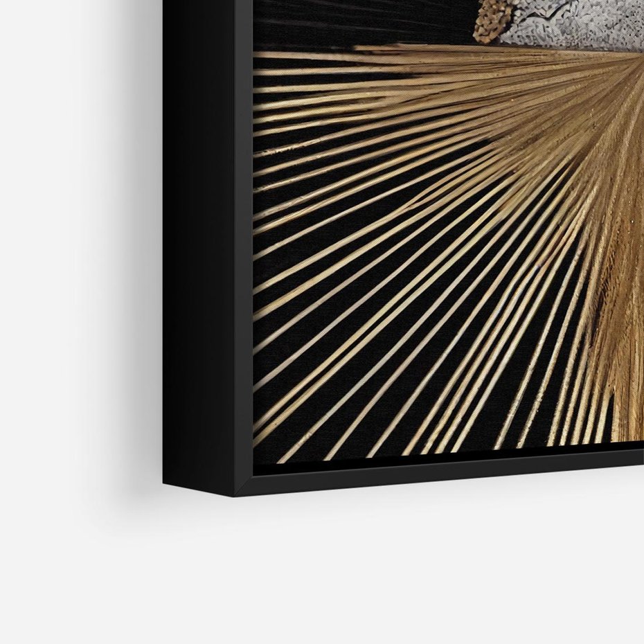 Obraz w ramie 50x50 - Metaliczne Boho Abstrakcje - boho, słońce - rama czarna