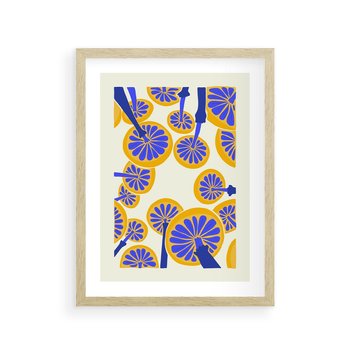 Plakat w ramie 40x50 - Malowane w słońcu - abstrakcyjna kompozycja, grzyby - rama drewno