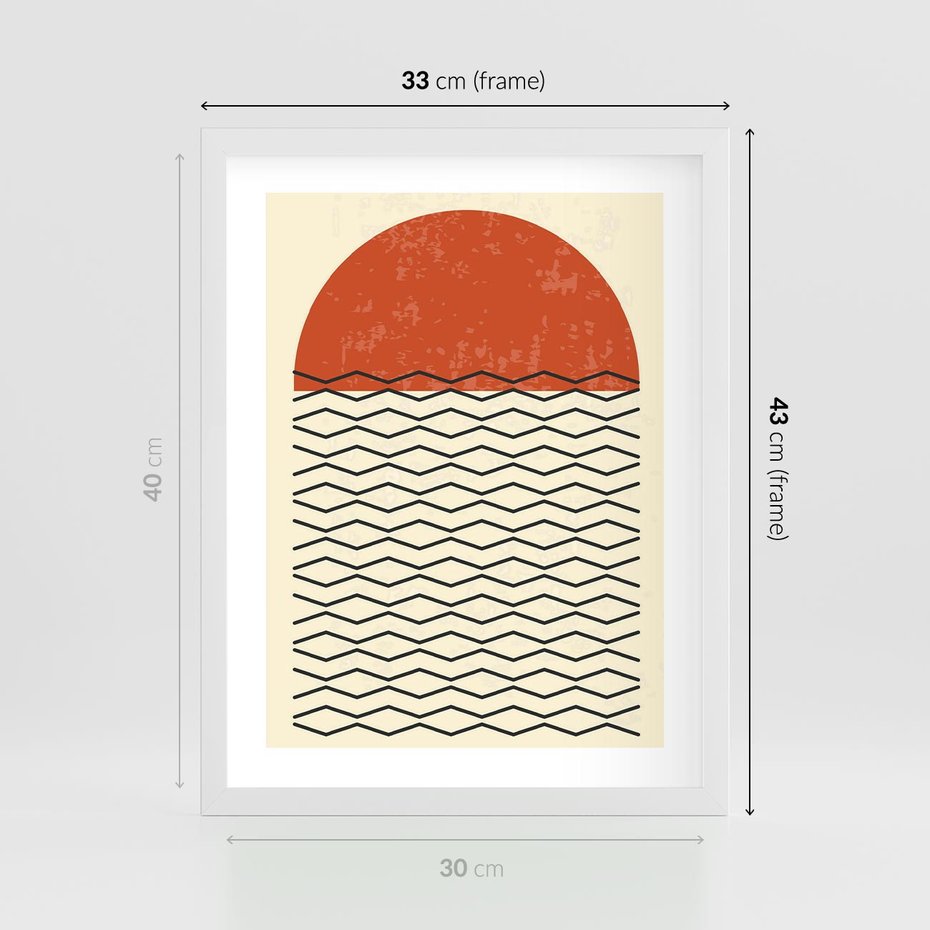 Plakat w ramie 30x40 - Abstrakcyjne Wzory na Plakacie - geometryczna sztuka, nowoczesny plakat - rama biała