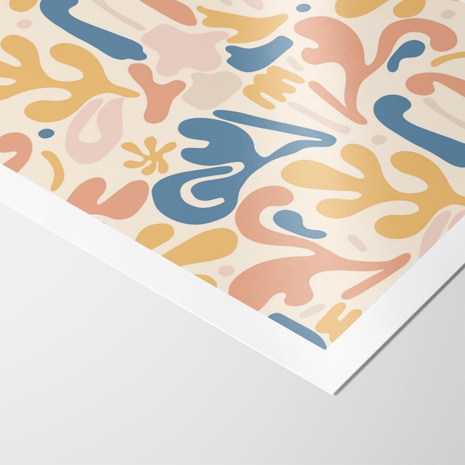 Plakat bez ramy 40x50 - Symfonia Radosnych Barw - abstrakcyjne pastelowe formy, nowoczesna grafika w stylu boho