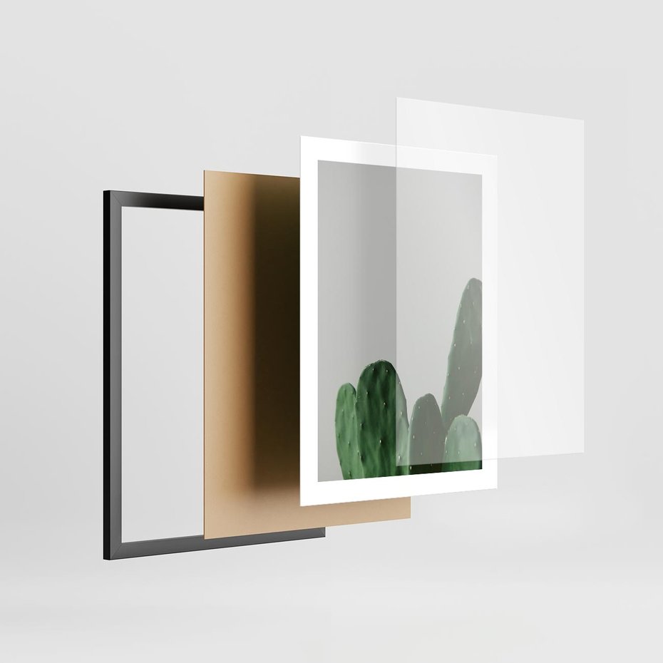 Plakat w ramie 30x40 - Majestatyczne Wysokości - kaktusy, liście - rama czarna