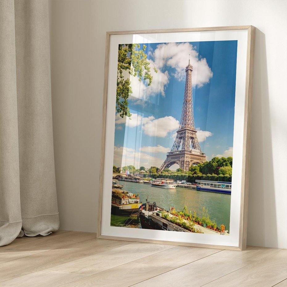 Plakat w ramie 50x70 - Paryżska ikona Francji - wieża Eiffla, Paryż - rama drewno