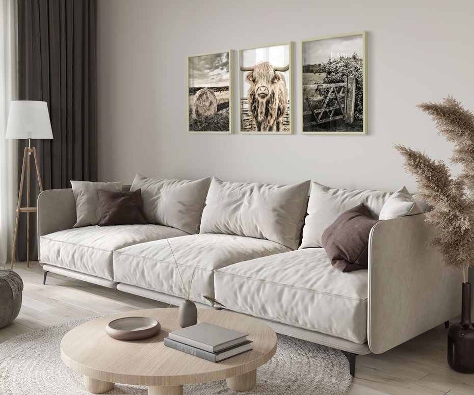 Zestaw obrazy w ramie 40x50 galeria - Bydło, USA, pole - rama drewno