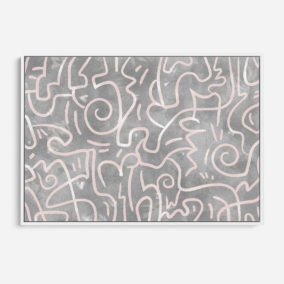 Obraz w ramie 120x80 - Sploty odblasków i zawirowań - abstrakcyjne rysunki, wzorek - rama biała