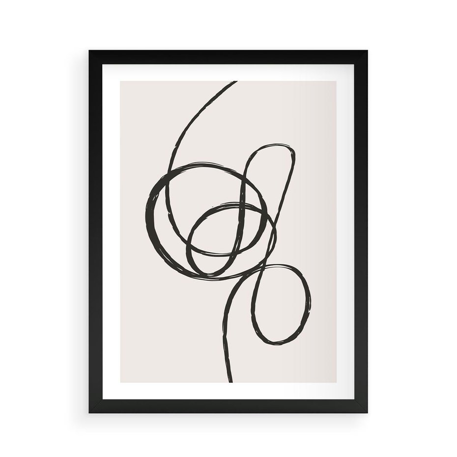 Plakat w ramie 50x70 - Migotliwa Kreatywność - abstrakcyjne szkicowane linie, minimalizm - rama czarna