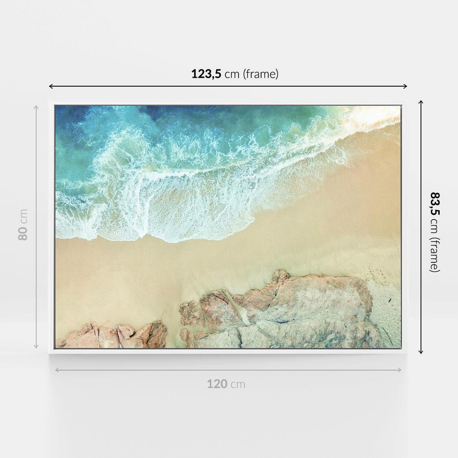 Obraz w ramie 120x80 - Turkusowe Skrzydła - morze, plaża - rama biała