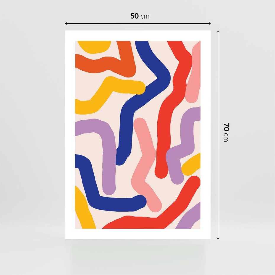 Plakat bez ramy 50x70 - Abstrakcyjne Dialogi - abstrakcyjny kolorowy obraz, kolorowe linie