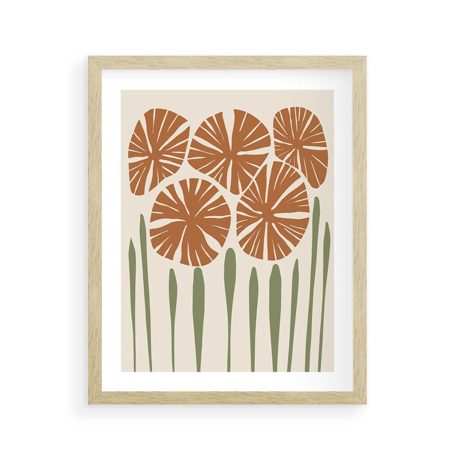 Plakat w ramie 40x50 - Akwarelowe Echa Przyrody - kwiaty, nowoczesny plakat - rama drewno