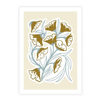 Plakat bez ramy 30x40 - Wibracje Widzenia - abstrakcyjne beżowe kwiaty, elegancka kompozycja