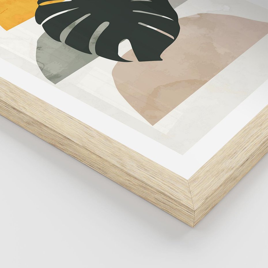 Plakat w ramie 50x70 - Monstera i Boho Elementy - grafika, boho klimat - rama drewno