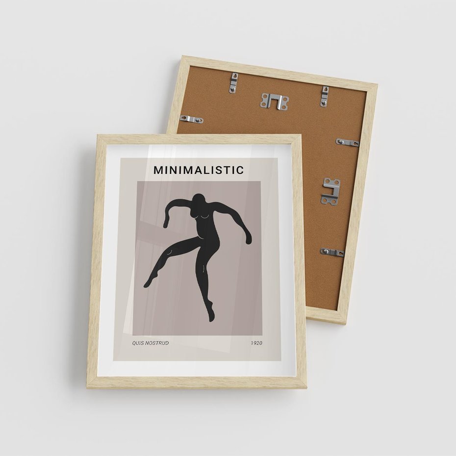 Plakat w ramie 40x50 - Sztuka Nowoczesności: Minimalistyczny Plakat - modern art, minimalistyczny plakat - rama drewno