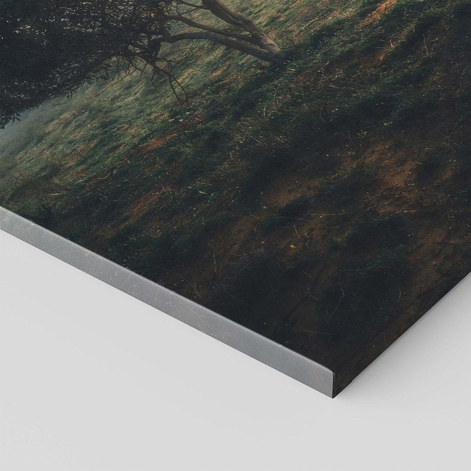 Obraz na płótnie 70x100 - Zamglona Prostota - artystyczna fotografia, samotne drzewo na zamglonej łące