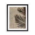 Plakat w ramie 40x50 - Plażowa Idylla - palma, cień na piasku - rama czarna