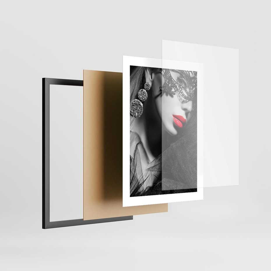 Plakat w ramie 30x40 - Zmysłowe usta damy - kobieta, usta - rama czarna