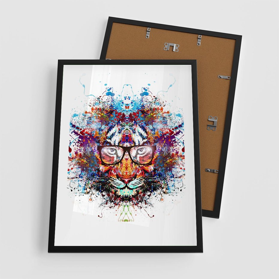 Plakat w ramie 50x70 - Tygrys w graficznej oprawie - tygrys, grafika - rama czarna