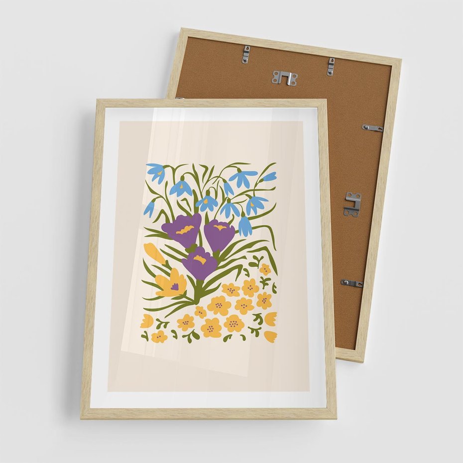 Plakat w ramie 50x70 - Kwiatowe Przenikanie - kwiaty, sztuka nowoczesna - rama drewno