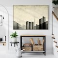 Obraz w ramie 120x80 - Mroczne Wieżowce - postarzana grafika, perspektywa budynków wieżowców - rama drewno