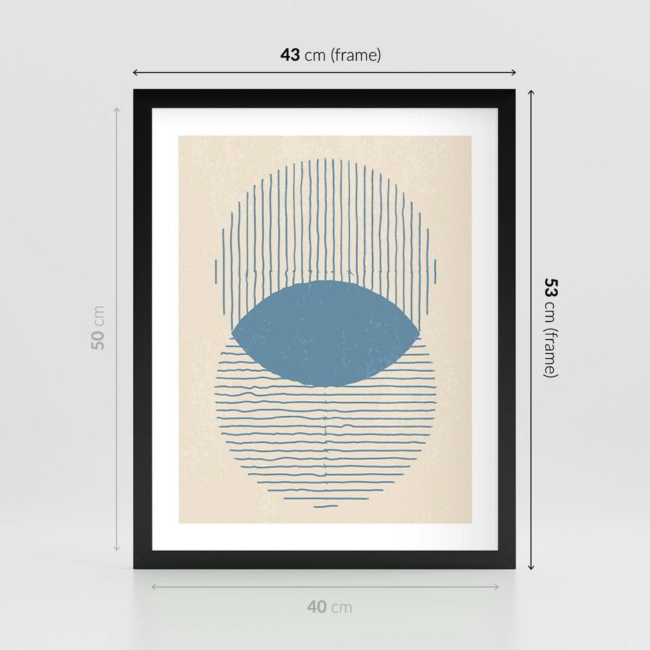 Plakat w ramie 40x50 - Wnętrza Refleksji - geometryczne kształty, koła - rama czarna