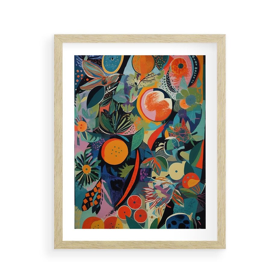 Plakat w ramie 40x50 - Echa Nietuzinkowych Wzorców - abstrakcyjny obraz olejny, jak picasso - rama drewno