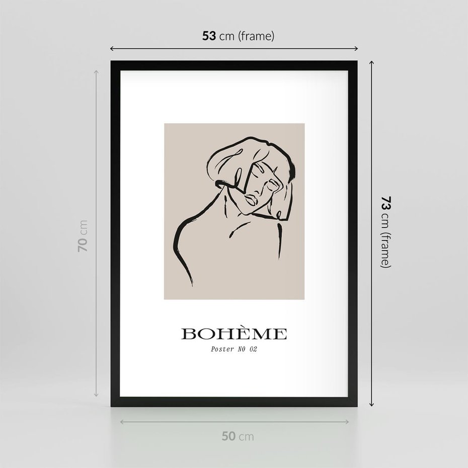 Plakat w ramie 50x70 - Echa Nieznanych Konturów - boho plakat, typografia - rama czarna