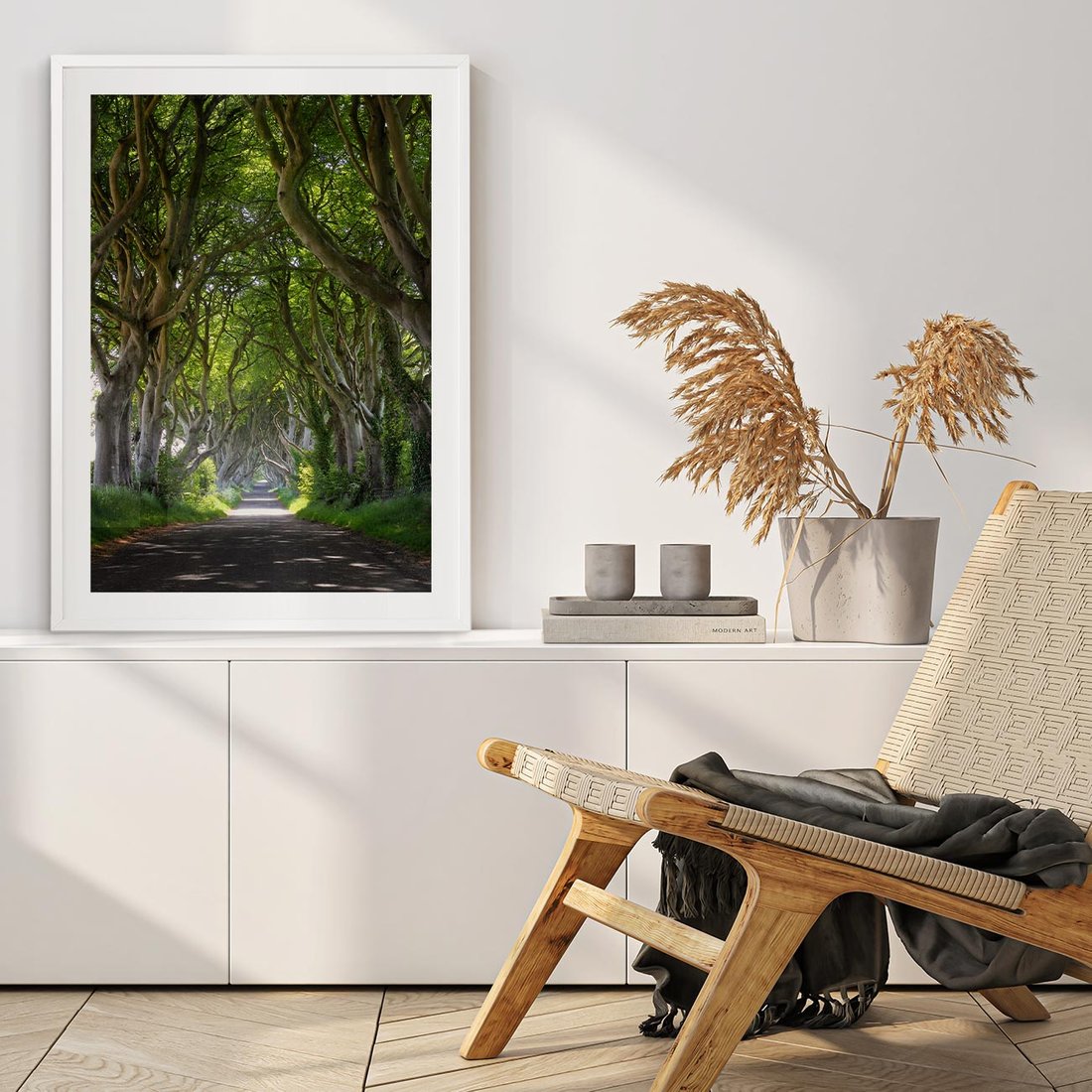 Plakat w ramie 30x40 - Magiczny Las - drzewa, las - rama biała