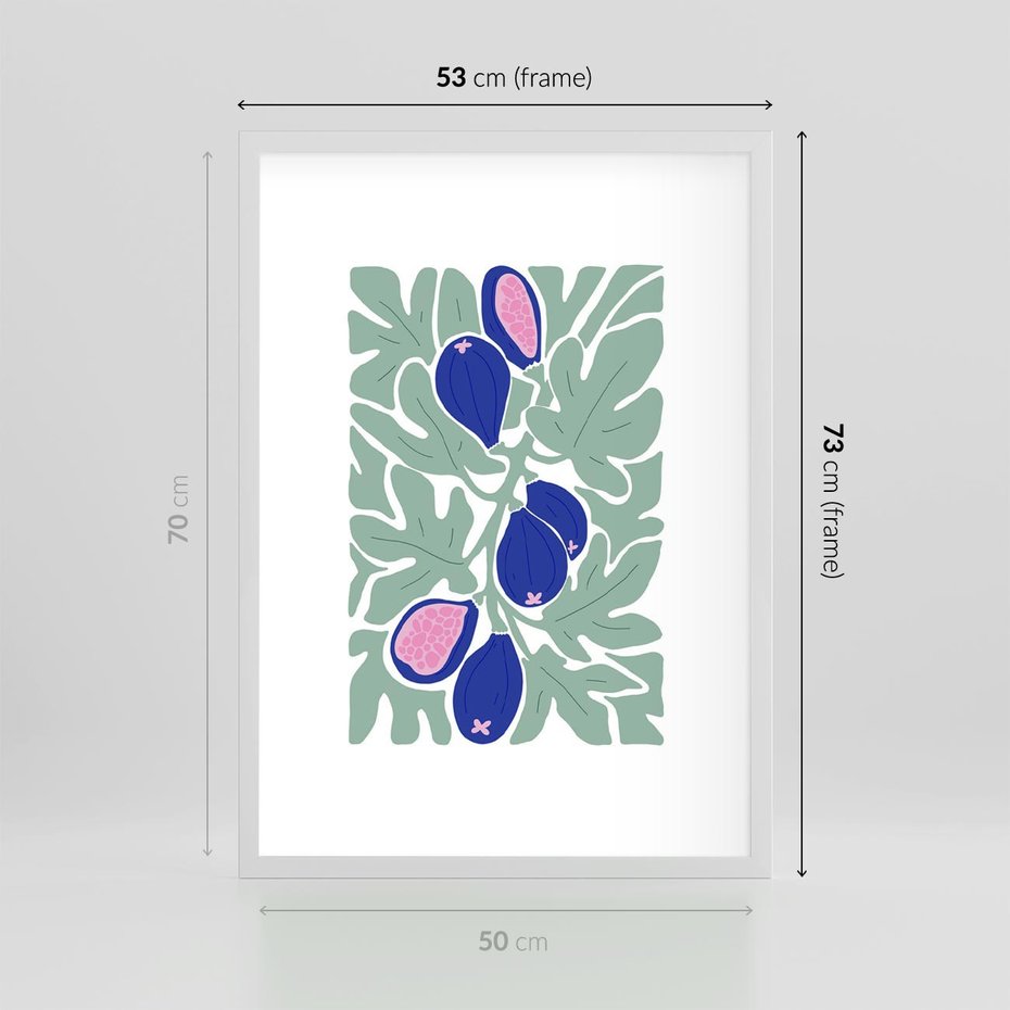 Plakat w ramie 50x70 - Figi Fioletu - figi, sztuka nowoczesna - rama biała