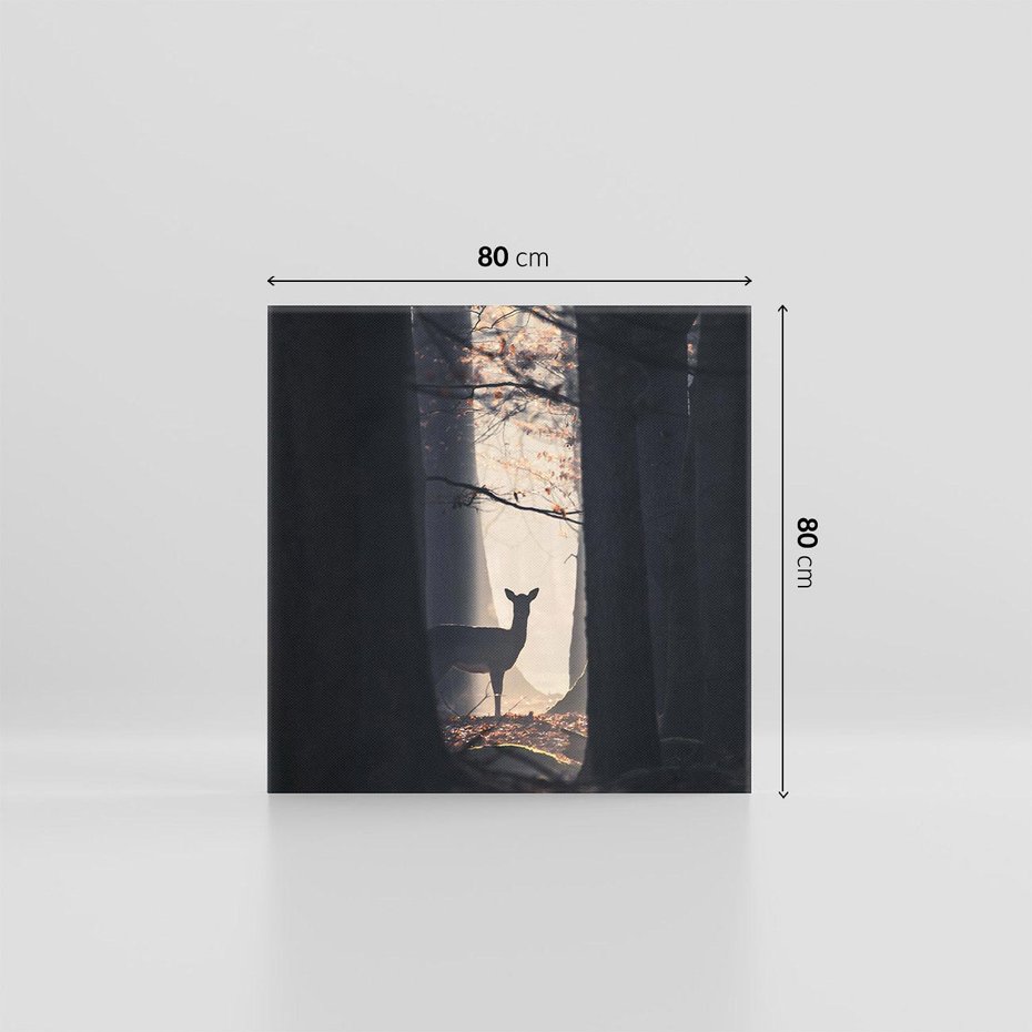 Obraz na płótnie 80x80 - Sarnie Skoki - zdjęcie, klimatyczny las