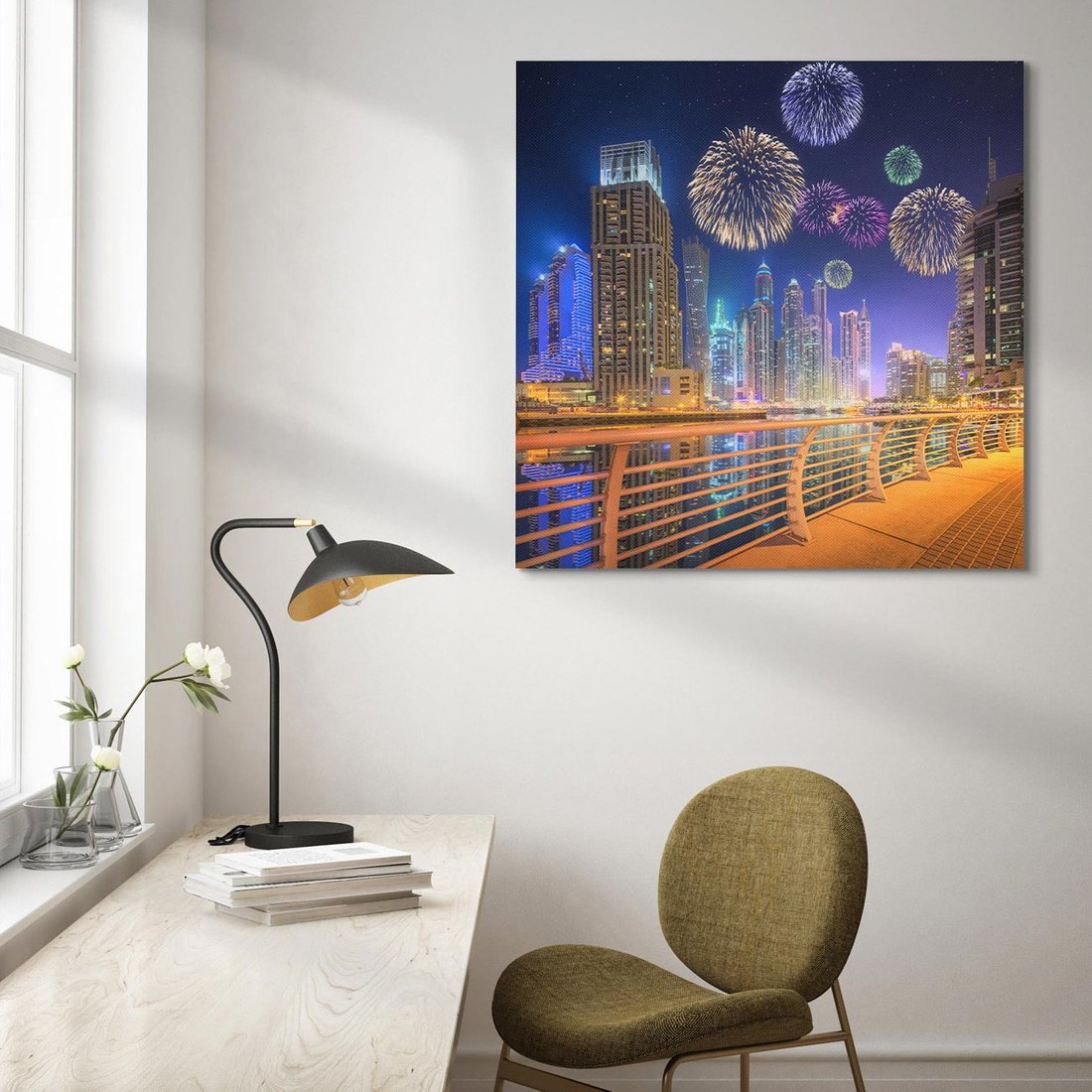 Obraz na płótnie 70x70 - Fajerwerki Nowego Roku - nowy rok, fajerwerki