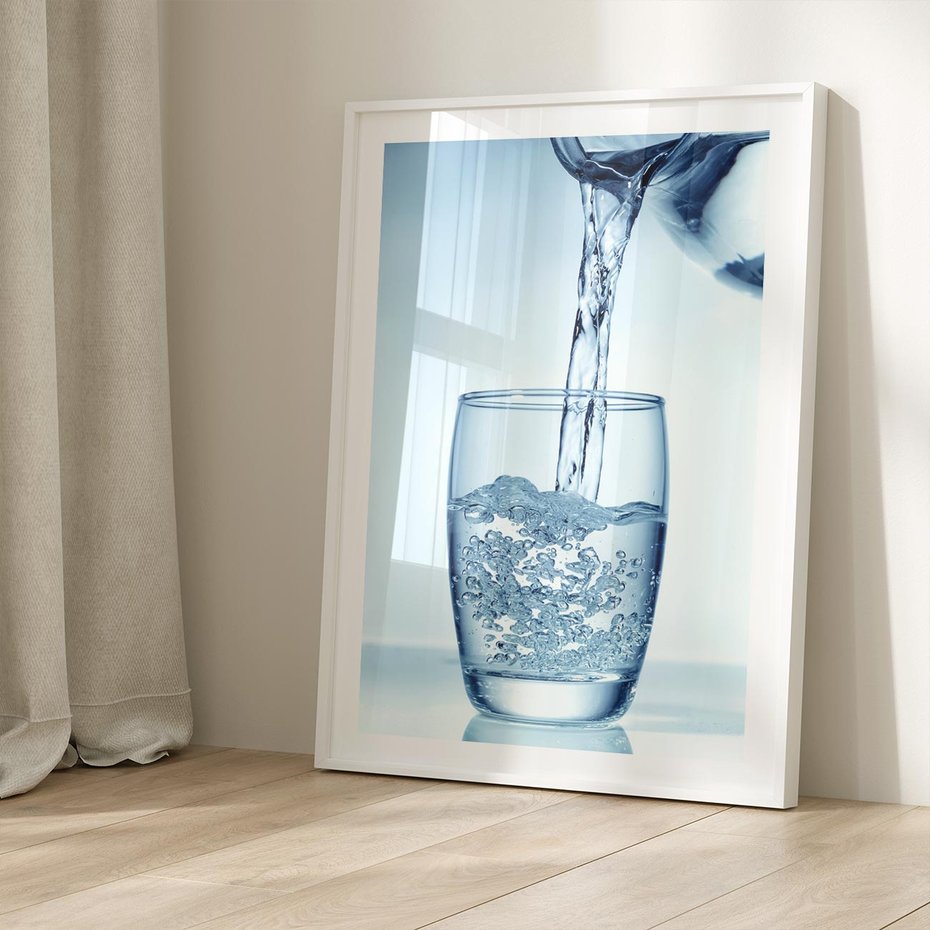 Plakat bez ramy 50x70 - Chłodząca szklanka wody - szklanka, wody