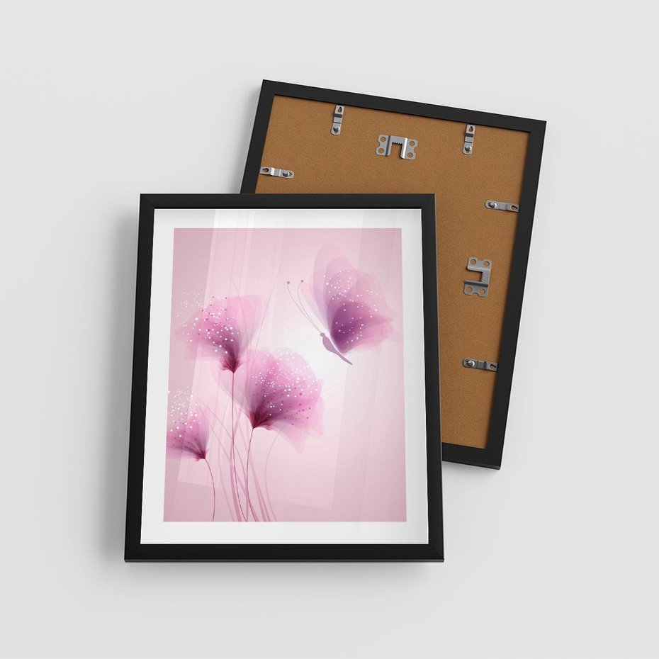 Plakat w ramie 40x50 - Akwarelowe Kwiaty w Pastelach - kwiaty, akwarelowe - rama czarna