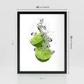 Plakat w ramie 40x50 - Kuchenne limonki na stole - limonki, kuchnia - rama czarna