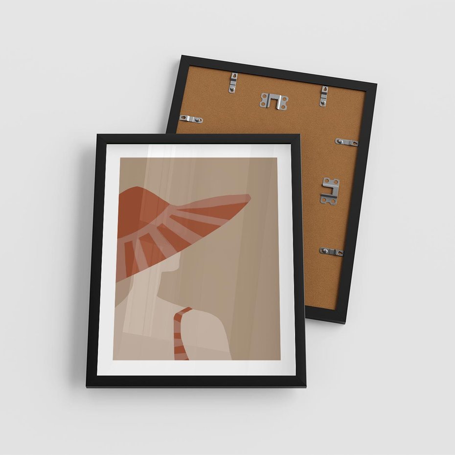 Plakat w ramie 40x50 - Kobiecy Portret - plakat retro, kobieta w kapeluszu - rama czarna