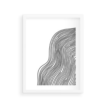 Plakat w ramie 30x40 - Refrakcje Przestrzeni - mnimalistyczna forma, czarne linie - rama biała