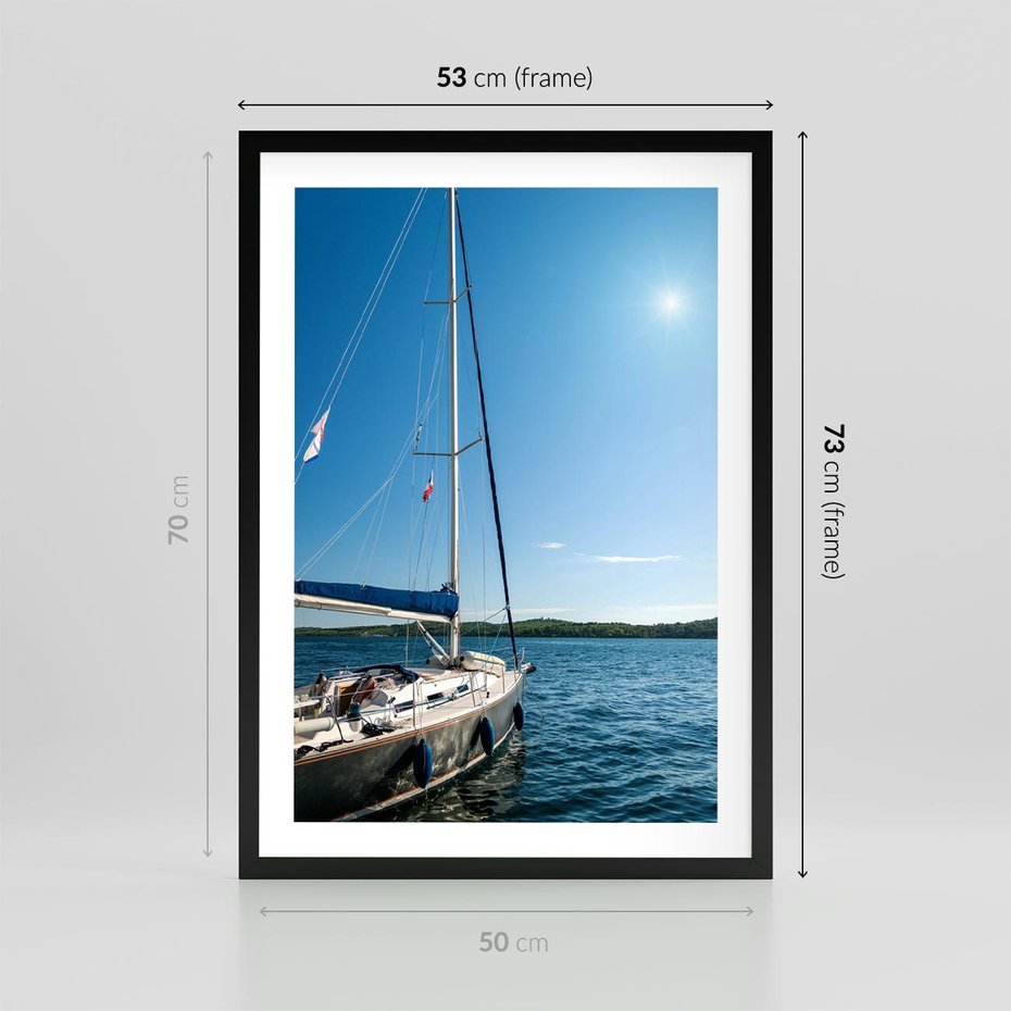 Plakat w ramie 50x70 - Wolność na Horyzoncie - żaglowiec, morze - rama czarna