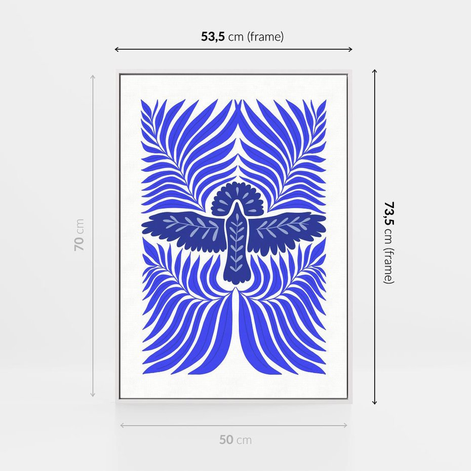 Obraz w ramie 50x70 - Etniczne Rekwizyty - etniczne roślinne wzory, granat - rama biała