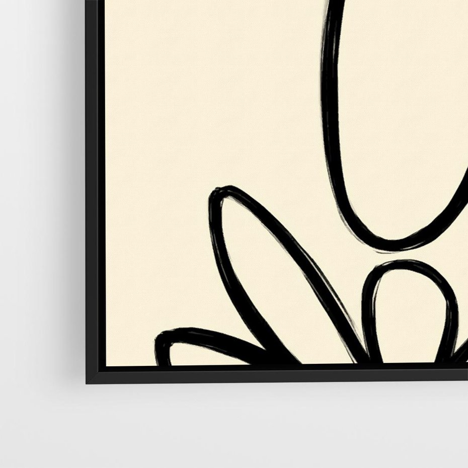 Obraz w ramie 50x50 - Złamane Granice - abstrakcyjna sztuka, przypominająca kwiat - rama czarna