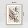 Plakat w ramie 30x40 - Impulsy Subtelnej Harmonii - abstrakcyjny obraz boho, liście - rama drewno