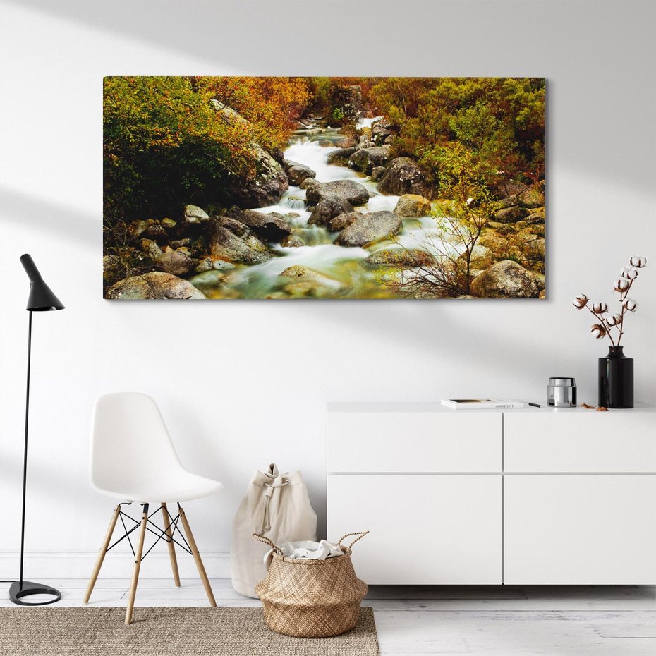 Obraz na płótnie 140x70 - Śpiew Strumienia - strumień, górski