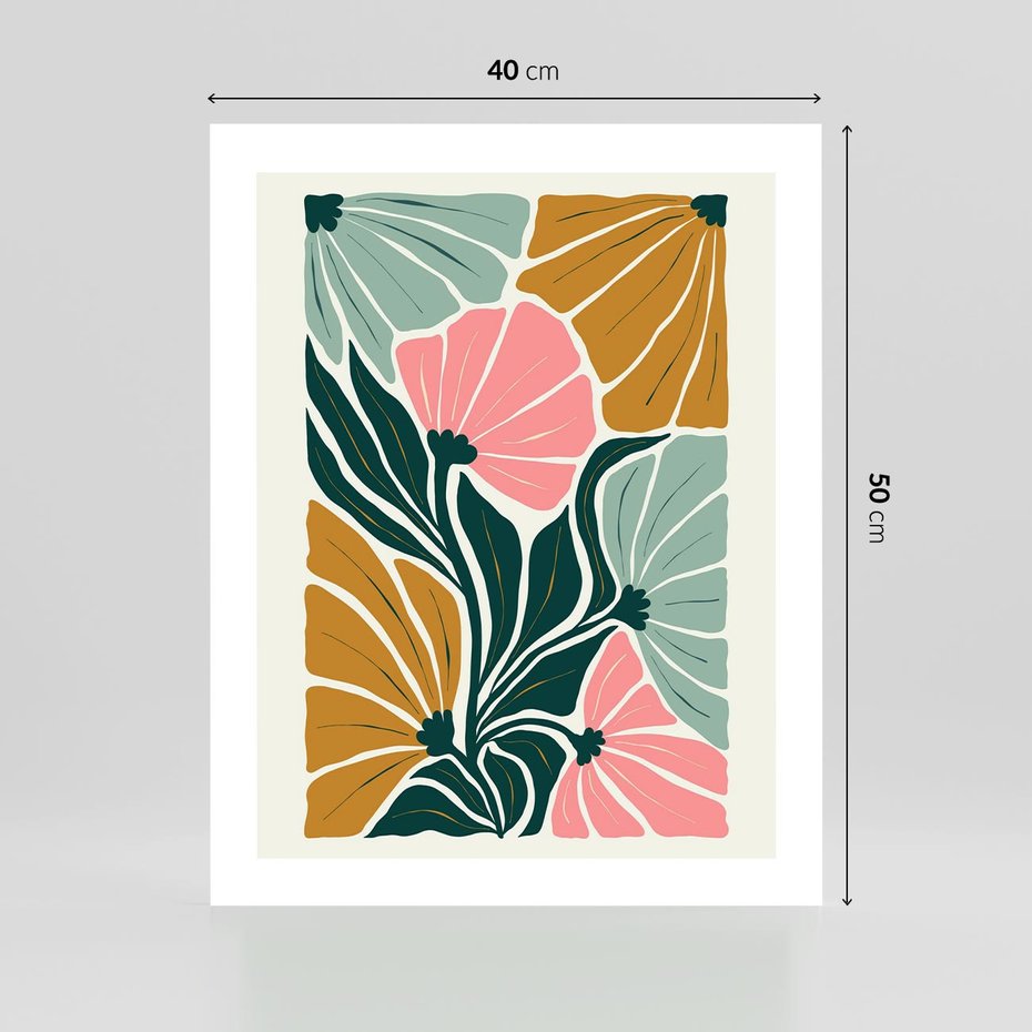 Plakat bez ramy 40x50 - Rozplątane Myśli - abstrakcyjna kompozycja, pastelowe kwiaty