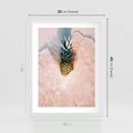 Plakat w ramie 30x40 - Egzotyczna Plaża - ananas, na plaży - rama biała