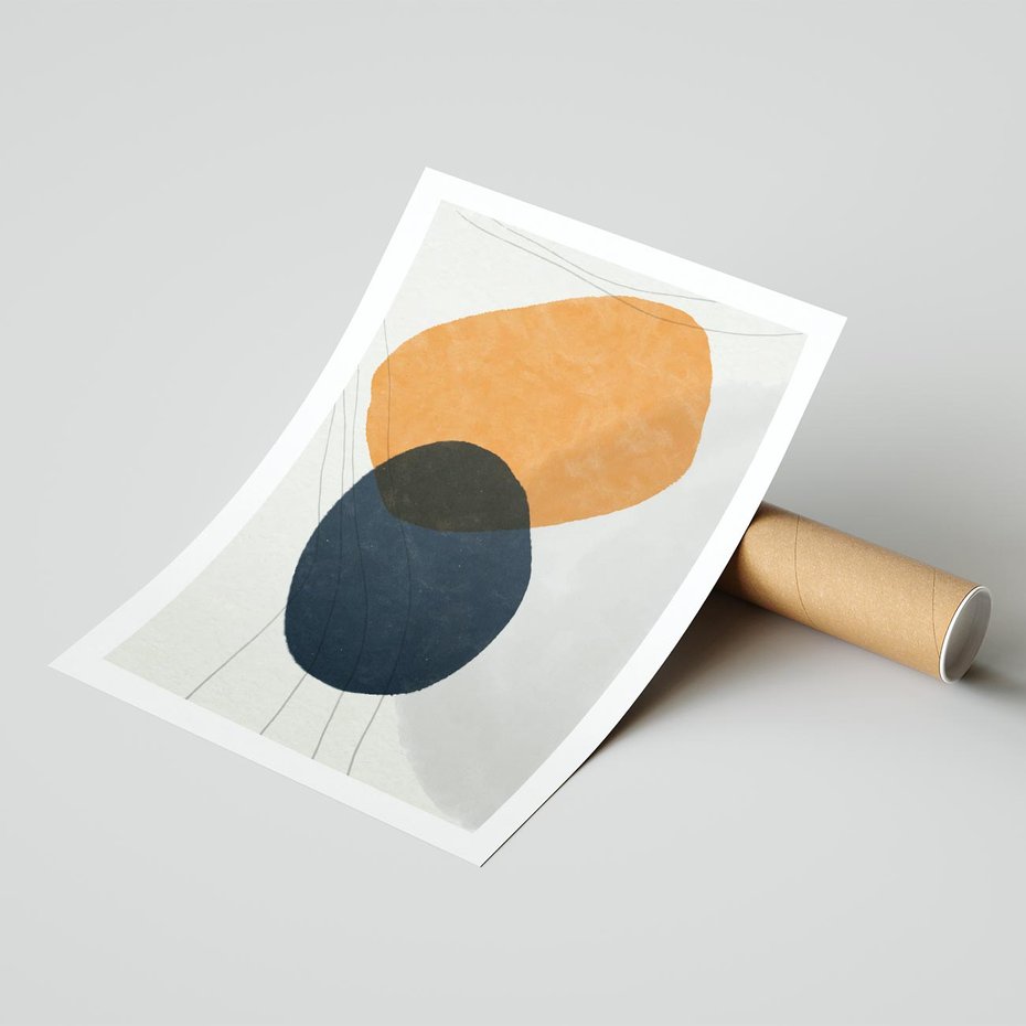 Plakat bez ramy 30x40 - Podróżne Pastelowe Pejzaże - geometryczne elementy, stonowane kolory